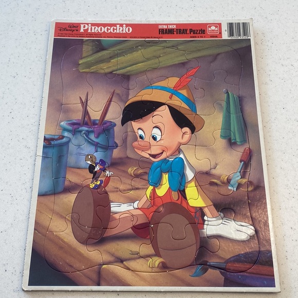 Vintage Disney Golden Frame Tray Puzzles Mickey Mouse & Pinocchio - Picture 11 of 15
